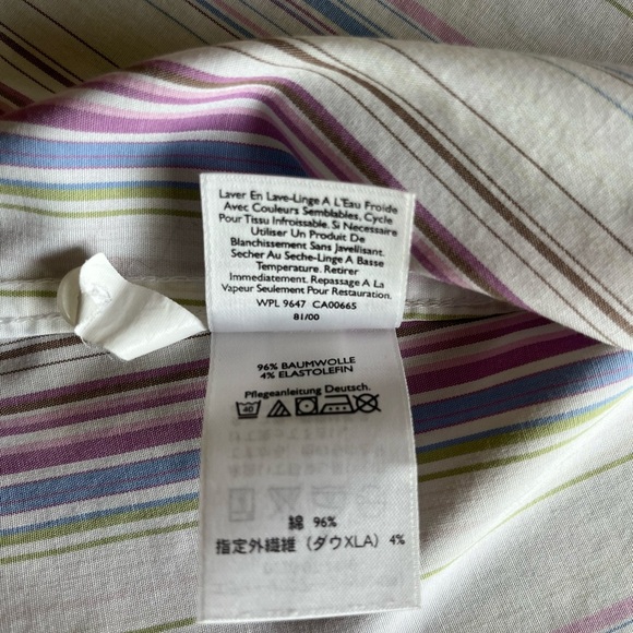 Eddie Bauer Pink and Blue Striped Button Down Blouse 3/4 Sleeves Size Large - Picture 12 of 14